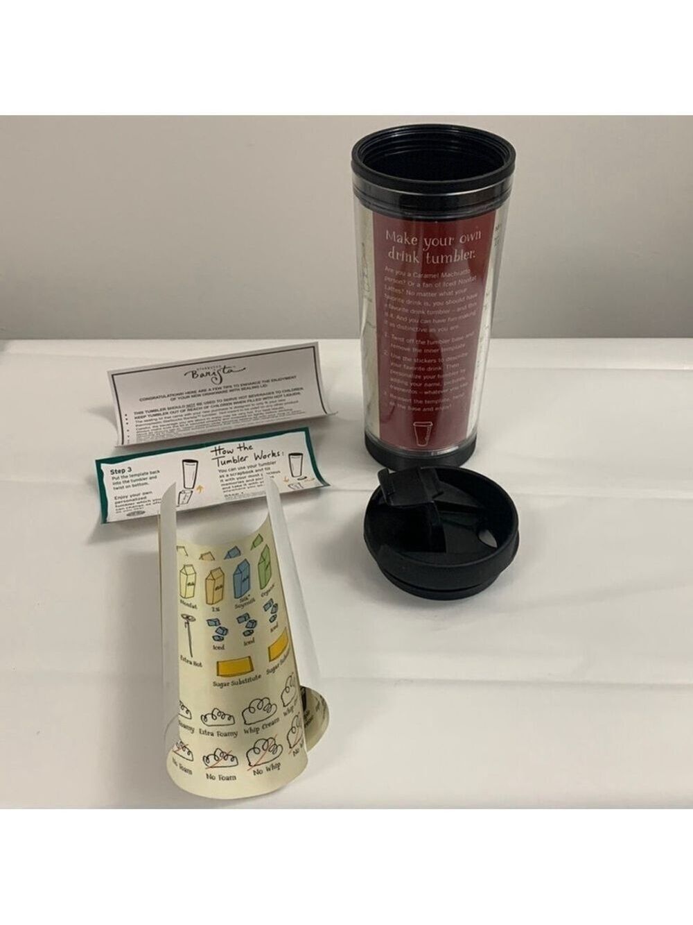 STARBUCKS Make Your Own Drink Tumbler 16oz/.47L 4 sheets of stickers NWT
